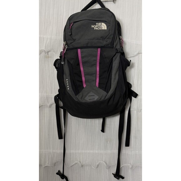 The North Face RECON Backpack Daypack Gray Purple Hiking Camping Laptop Sports - Picture 2 of 12